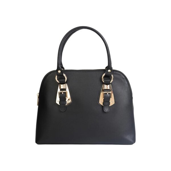 Finsac Dome Shaped Leather Handbag with Gold Buckle Accents Medium